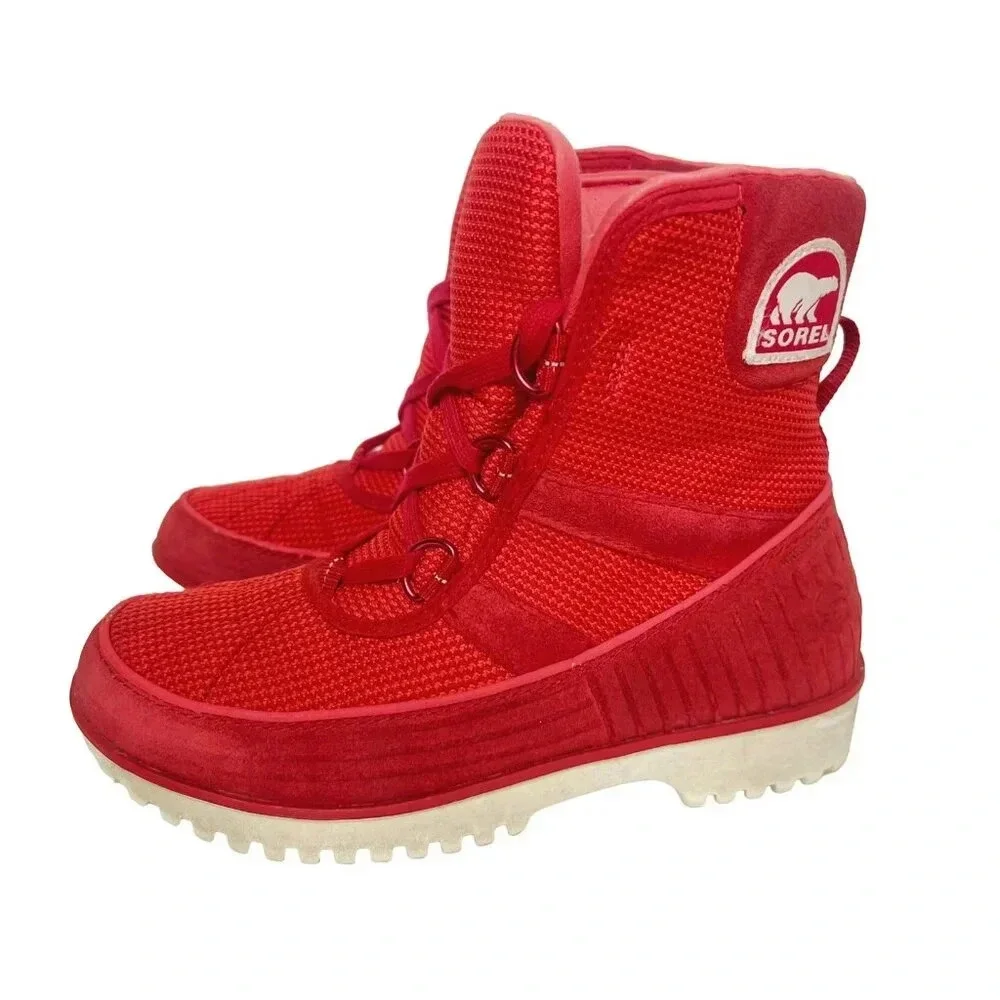 Sorel Tivoli II Red Waterproof Suede Sneaker Boots Womens Size 6